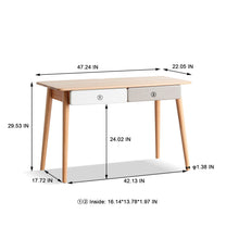 Load image into Gallery viewer, Computer Desk Large Size Office Desk With 2 Drawers, Modern Simple Style PC Table With Gap Design For Home Office - White / Gray
