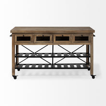 Load image into Gallery viewer, Solid Wood Top Kitchen Island With Two Tier Metal Rolling - Brown
