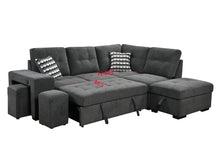 Load image into Gallery viewer, Sectional Pull Out Sofa Bed 101&quot; Reversible L-Shaped Corner Sleeper Upholstered Couch with Storage Ottoman, 2 Pillows,USB Ports,2 Stools for Living Room Furniture Sets,Apartments,Dark Gray
