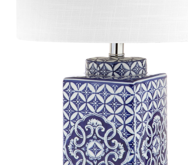 23" Novelty Table Lamp With Drum Shade - Blue / Clear