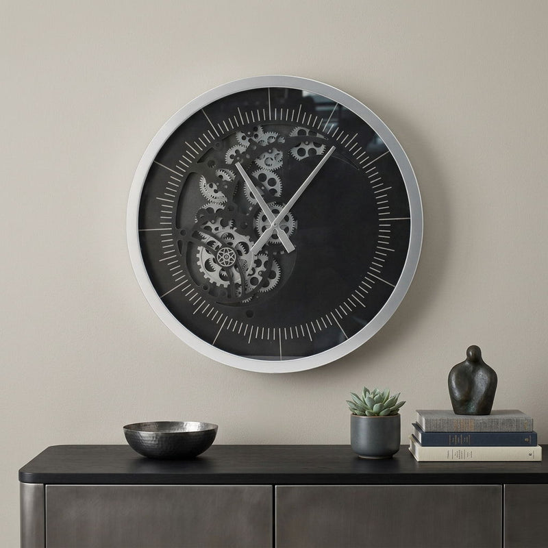 Circle Analog Wall Clock - Black / Silver