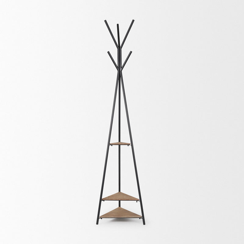Six Hook Freestanding Coat Rack - Black