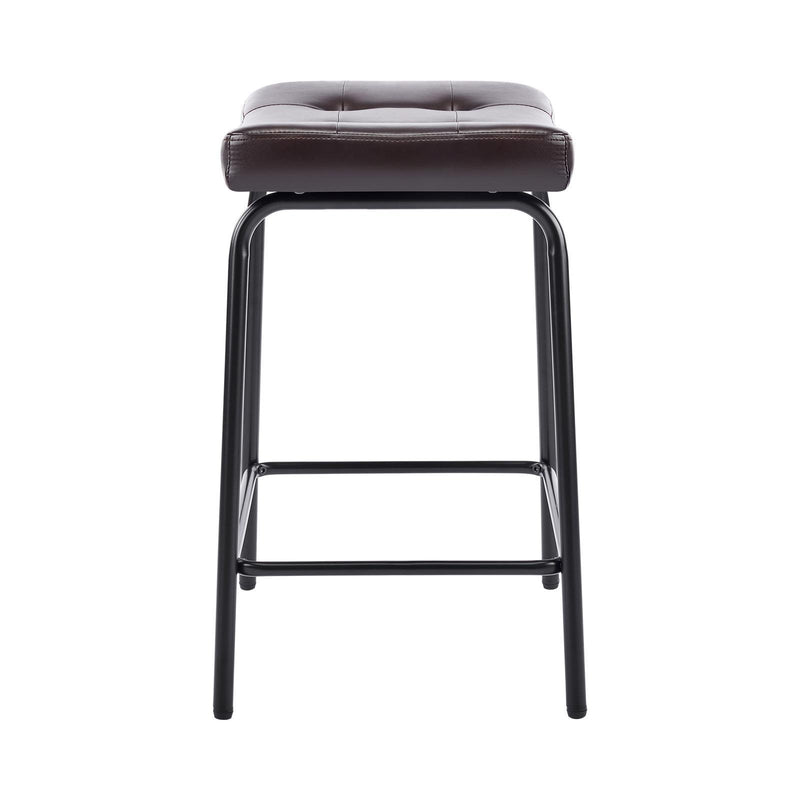 Faux Leather And Metal Counter Height Bar Chairs (Set of 2) - Black & Dark Brown