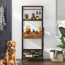 Load image into Gallery viewer, Dog Feeding Station, 3 Height Adjustable Raised Dog Bowls, Dog Feeder Station For Large Medium Dogs Cats, Dog Storage With Shelves - Black / Dark Brown
