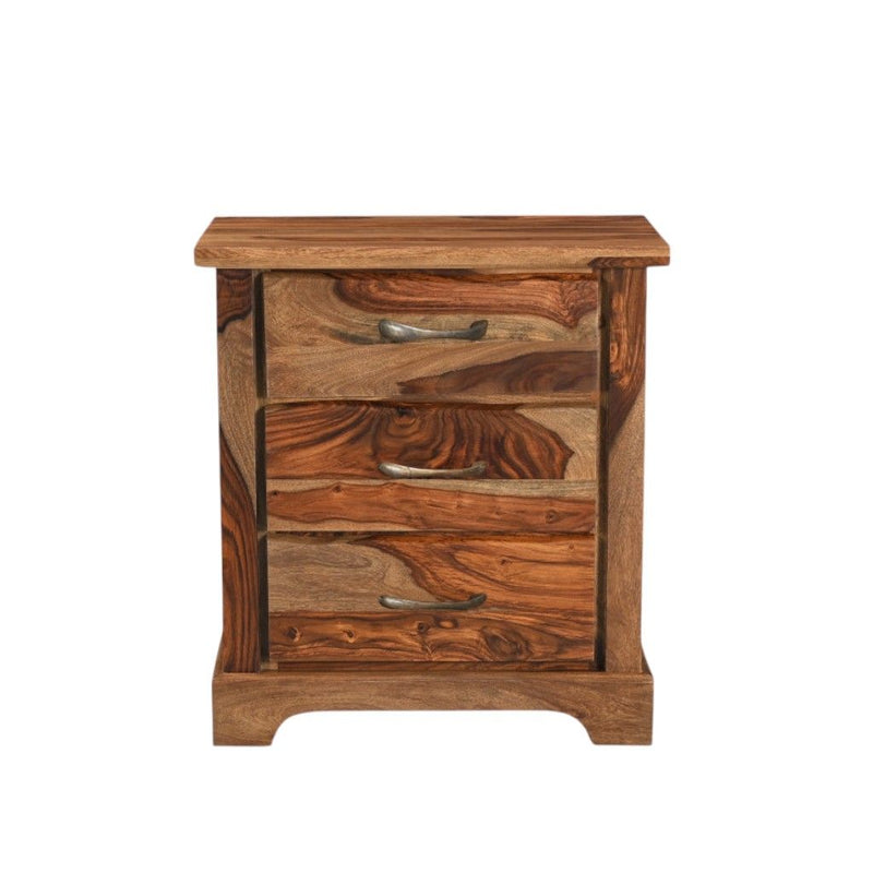 27" Solid Wood Live Edge Three Drawer Nightstand - Brown