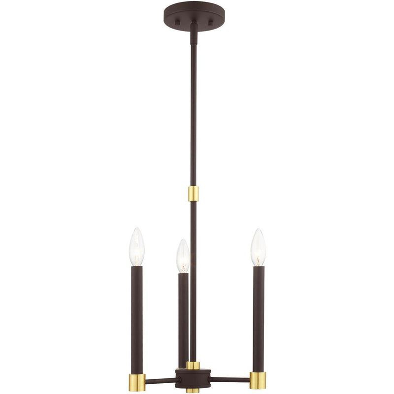 19" Three Light Dimmable Chandelier With Shades - Bronze