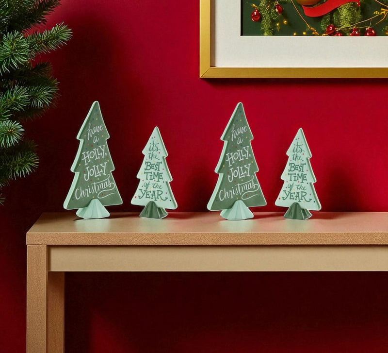 Trees Christmas Christmas Tree Tabletop Sculpture (Set of 4) - Green