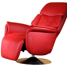 Load image into Gallery viewer, Tufted Genuine Leather Power Swivel Recliner - Red

