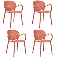 Load image into Gallery viewer, Heavy Duty Plastic Partially Open Back Dining Arm Chairs (Set of 4) - Orange
