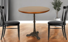 Load image into Gallery viewer, 30" Rounded Solid Wood And Iron Pedestal Base Dining Table - Chestnut

