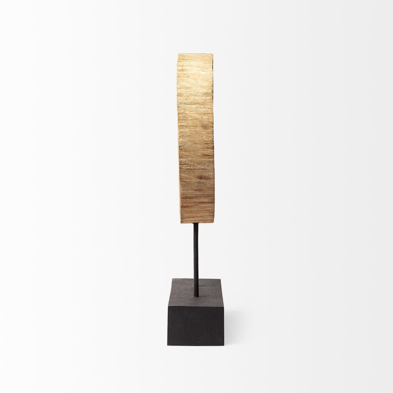 Log Cross Section Tabletop Sculpture - Brown / Black