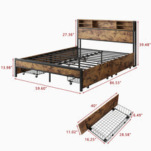 Load image into Gallery viewer, Queen Bed Frame with  Storage Headboard and 4 Drawers
