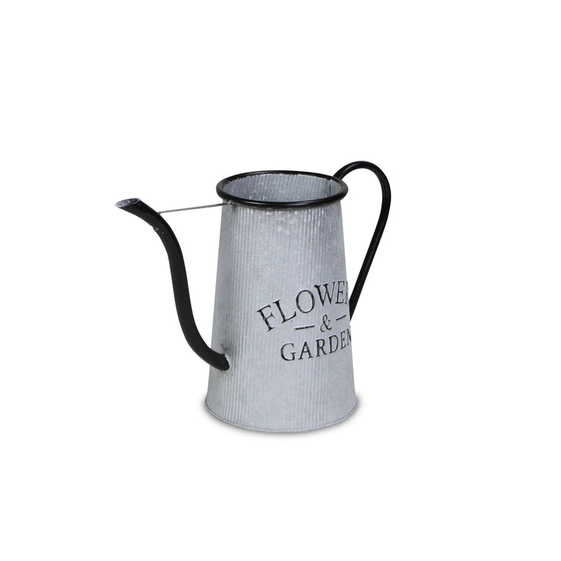 Galvanized Flowers Garden Decorative Watering Can - Black / Gray