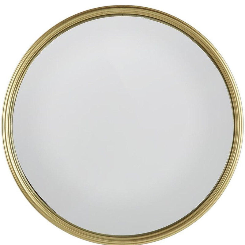 15" Round Iron Textured Framed Accent Mirror - Gold