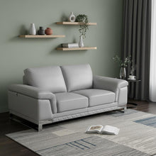 Load image into Gallery viewer, Genuine Leather Love Seat - Silver / Light Gray
