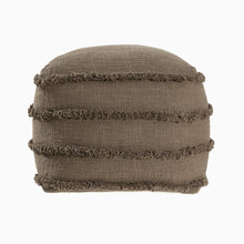 Load image into Gallery viewer, Cotton Striped Pouf Ottoman - Brown
