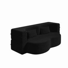 Load image into Gallery viewer, Modern Floor Sofa, With 2 Pillows, Convertible Teddy Fabric Foam Filled Bed
