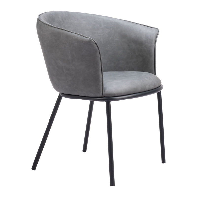 Upholstered Faux Leather Dining Arm Chair - Gray
