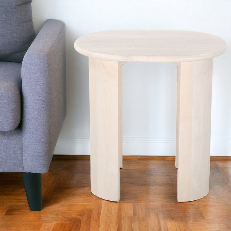24" Solid Wood Oval End Table - Brown