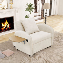 Load image into Gallery viewer, Convertible Single Chair Bed With Computer Board And USB Ports, 3 In 1 Sofa Bed - Beige

