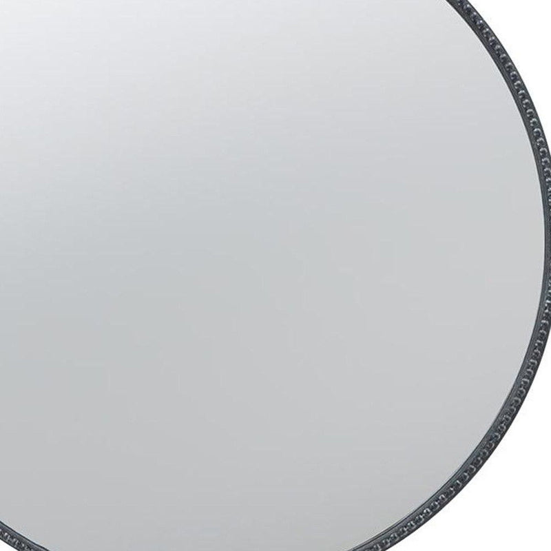 32" Crowned Top Iron Framed Accent Mirror - Black