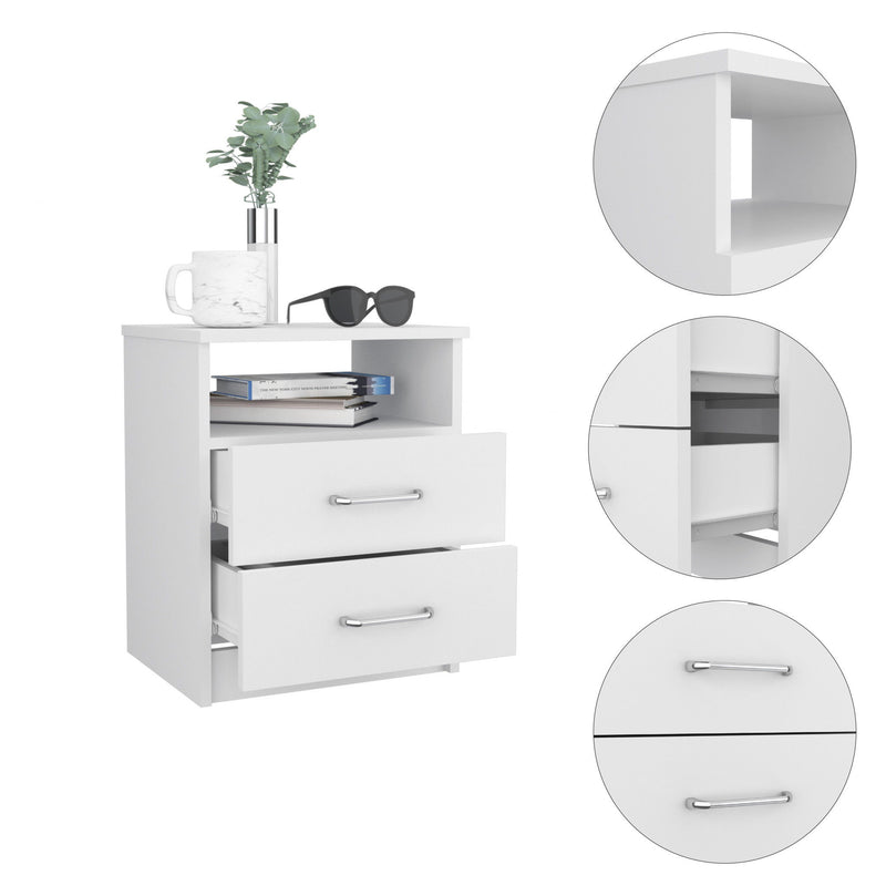 Modern And Stylish Particle Bedroom Nightstand - White