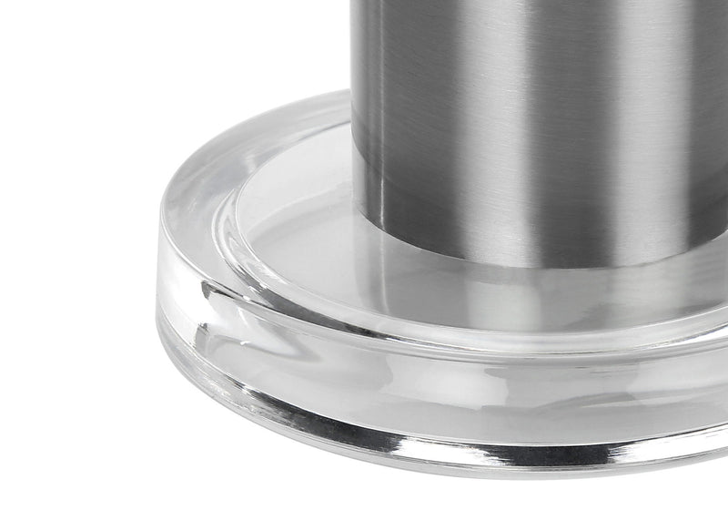 Acrylic Cylinder Table Lamp With Ivory Drum Shade - Silver Metallic