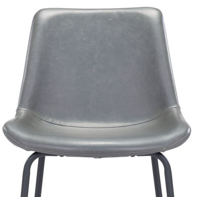 Steel Low Back Counter Height Bar Chair - Gray And Black