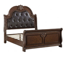 Load image into Gallery viewer, Bed &amp; Carved Padded And Button Tufted Headboard
