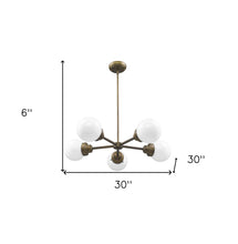 Load image into Gallery viewer, Five Light Metal Dimmable Chandelier With White Shades - Bronze / White
