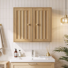 Load image into Gallery viewer, Wall Mounted Bathroom Cabinet With Double Doors And Vertical Grooved Design For Bathrooms - Oak
