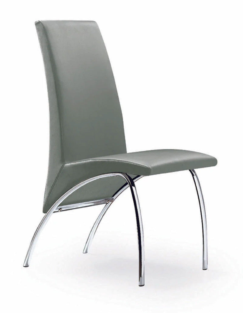 Faux Leather Dining Side Chairs Without Arms (Set of 2) - Gray / Silver
