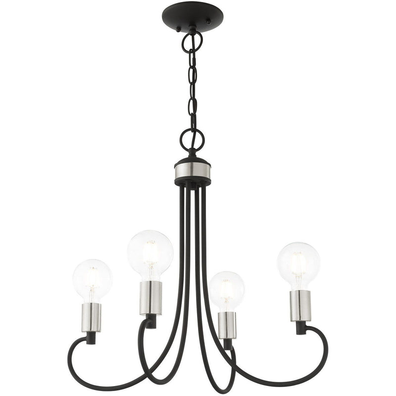 20" Four Light Dimmable Chandelier With Shades - Black