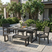 Load image into Gallery viewer, Outdoor 6 Seater Dining Set With Bench - Dark Gray / Light Gray
