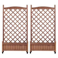 Load image into Gallery viewer, Raised Garden Bed With Trellis 2 Pack, Outdoor Planter Box &amp; Plant Stand With Climbing Racks - Brown
