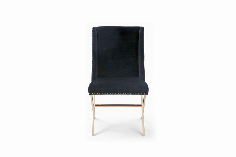 Nailhead Modern Dining Chair - Black / Rose Gold