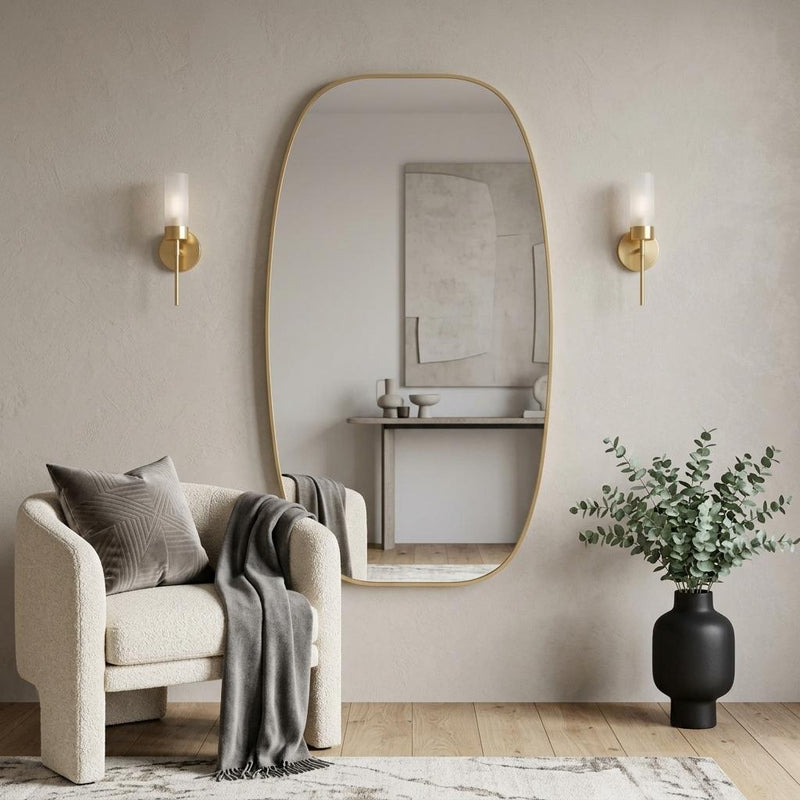 Aluminum Oval Framed Bathroom Vanity Mirror (756122) - Gold
