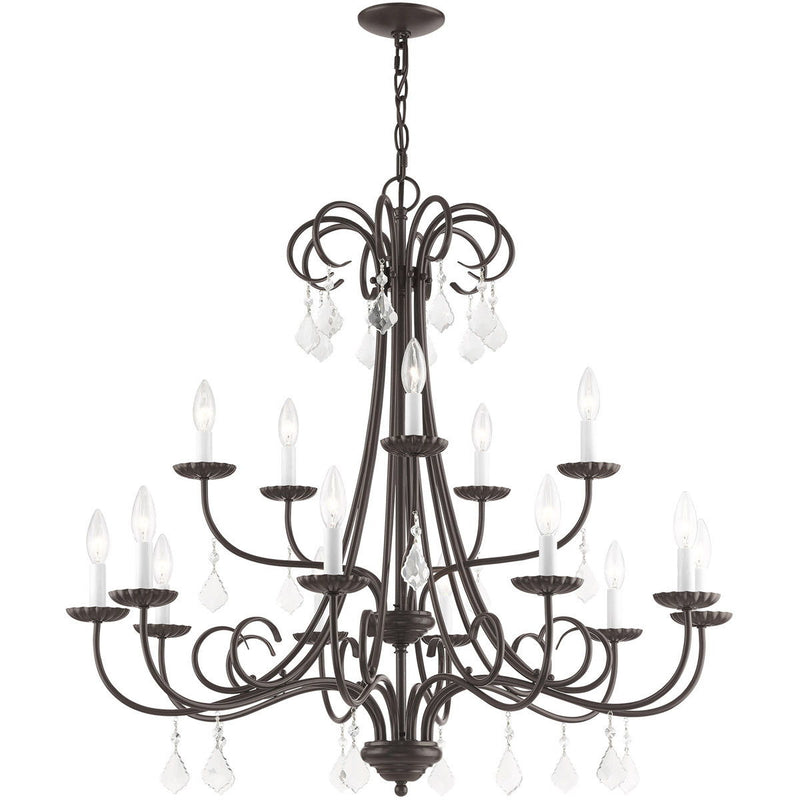 34" Multi Light Dimmable Chandelier With Shades - Bronze