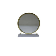 Load image into Gallery viewer, 19" Round Framed Metal Freestanding Mirror - Brass
