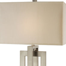 Load image into Gallery viewer, Iron Geometric Table Lamp With Ivory Shade - Nickel
