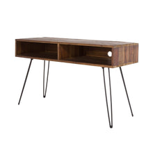 Load image into Gallery viewer, 48" Metal And Reclaimed Wood Open Shelving TV Stand - Black And Brown
