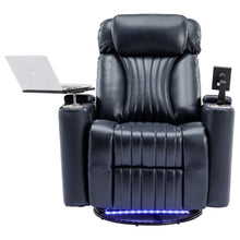 Load image into Gallery viewer, 270° Power Swivel Recliner Home Theater Chair With Hidden Arm Storage, LED Light, Cup Holder, And Tray Table
