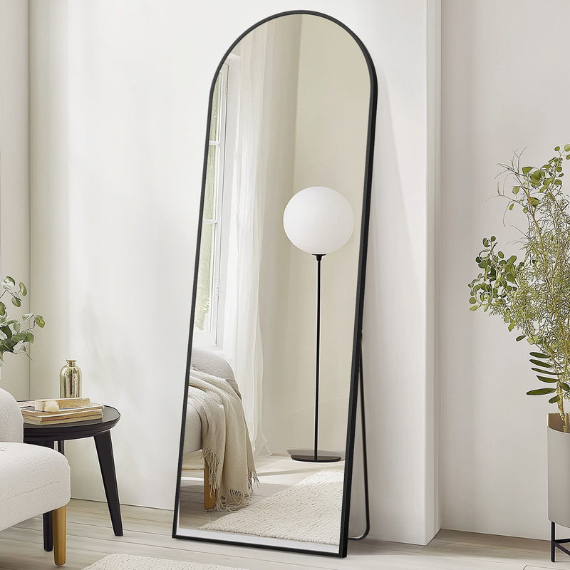 70" Aluminum Arch Freestanding Framed Standing Mirror - Black