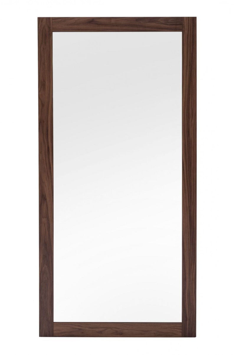 Wood Leaning Framed Accent Mirror - Brown