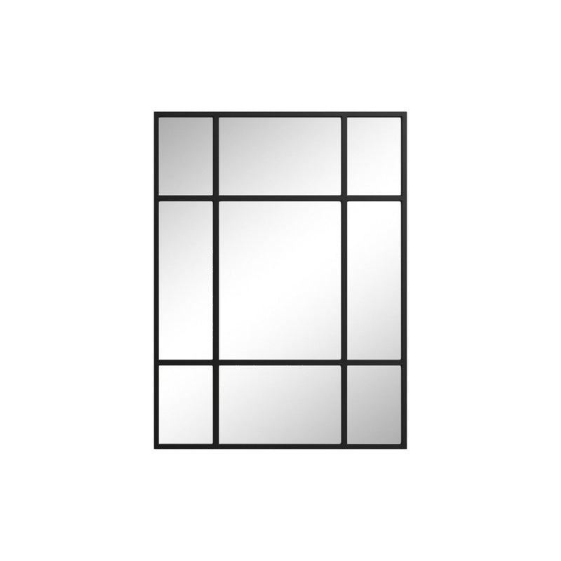 39" Iron Window Pane Geometric Framed Accent Mirror - Black