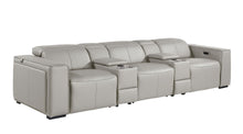 Load image into Gallery viewer, Top Grain Leather Reclining Metal USB Sofa (720397) - Light Gray
