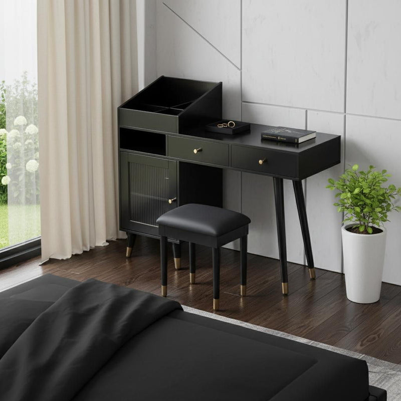 44" Wood Vanity Two Drawer Dresser - Black