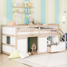 Load image into Gallery viewer, Low Loft Bed With Stair, Drawer, And Shelf
