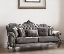 Load image into Gallery viewer, Velvet Curved Floral Sofa And Toss Pillows - Platinum
