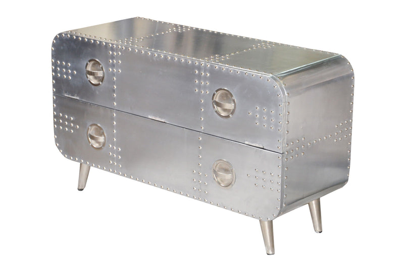 44" Aluminum Enclosed Storage TV Stand - Silver